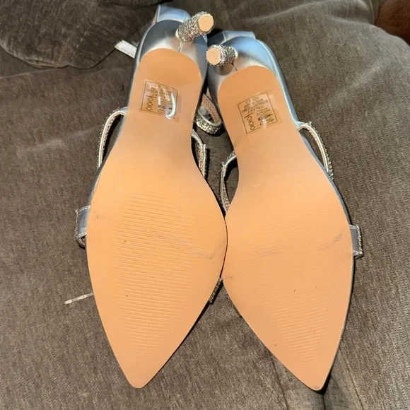 NEW AZALEA WANG ☆ Silver GALAXY Diamond Wrapped Strappy Heels Size 8.5 - Picture 6 of 9